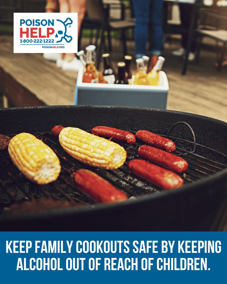 Poison Help post on keeping alcohol away from children at cookouts