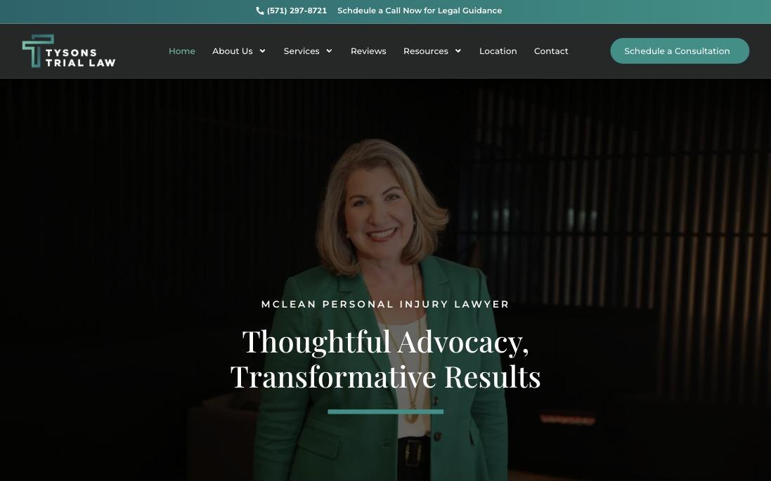 Tysons Trial Law homepage, tysonstriallaw.com