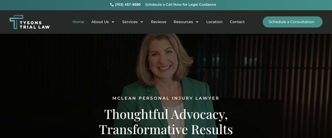 Tysons Trial Law website homepage