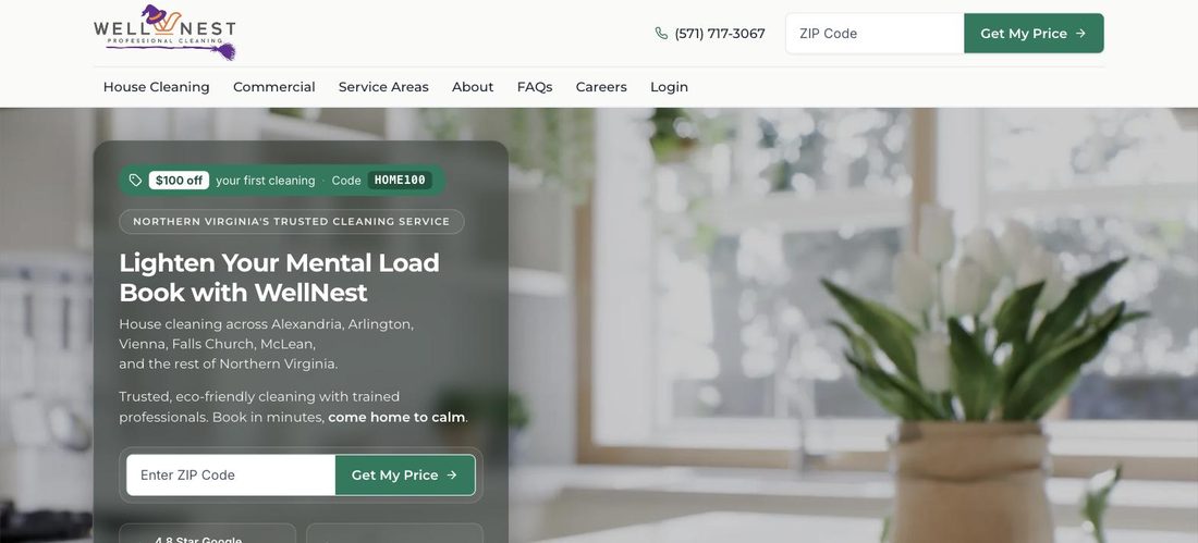 Website for a home cleaning company