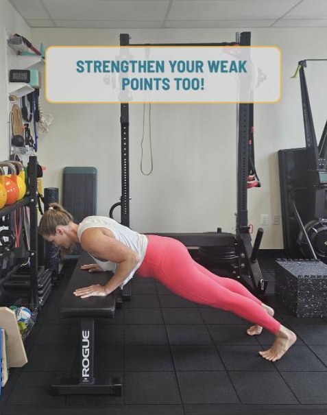 Sports PT Lab Instagram post about strengthening weak points