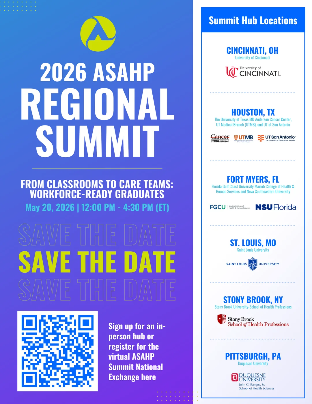 ASAHP Regional Summit save-the-date designed by MtoM