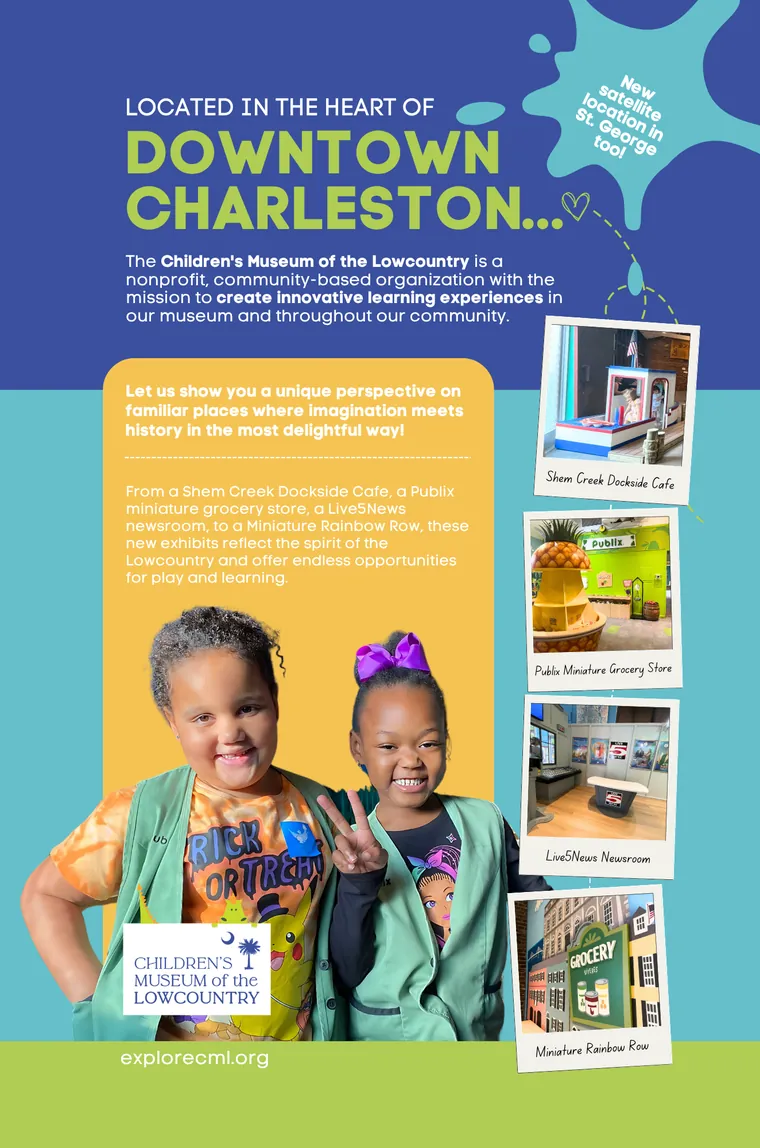 Full-page Charleston visitor guide ad for the Children's Museum of the Lowcountry